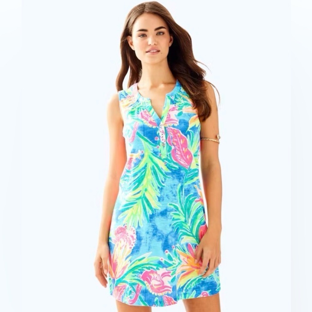 Lilly Pulitzer Essie Mini Shift Dress Feathered Friends Flamingo medium NWOT
